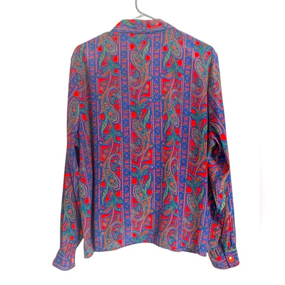Elite Vintage Double Breasted Jacket / Top, Vibrant Paisley Colours Wrinkle Free - Picture 3 of 13